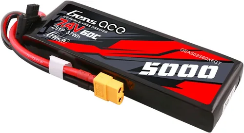 Miniatura 2 de Gens ace Paquete de baterías G-Tech Lipo de tamaño corto 5000mAh 2S1P 7.4V 60C con enchufe XT60 (2 piezas)