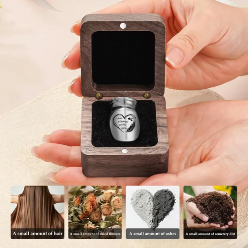 Miniatura 4 de Dletay Mini urnas para cenizas humanas, pequeñas urnas de cremación para hombres y mujeres, recuerdo de cenizas con caja cuadrada de madera de 1.18