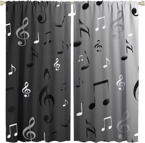 Miniatura 21 de Cortinas opacas abstractas y modernas con bolsillo para cortinero, para sala de estar, oscurecimiento de la habitación, rústico, negro y blanco