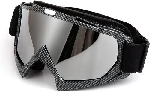 Miniatura 10 de Gafas de motocicleta vintage - Steampunk y gafas de esquí para Dirk Bike y Touring Riding #1 Marco rojo+lentes plateados-378