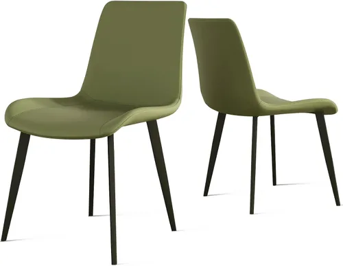 Miniatura 11 de Juego de 4 sillas de comedor, modernas sillas de comedor tapizadas de piel sintética con patas de metal resistentes y respaldo cómodo, sillas Marrón