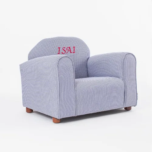 Miniatura 8 de Silla personalizada de cuadros para niños con bordado de nombre personalizado, tela de microgamuza suave, cojín acolchado, marco de madera, de 2 a 5