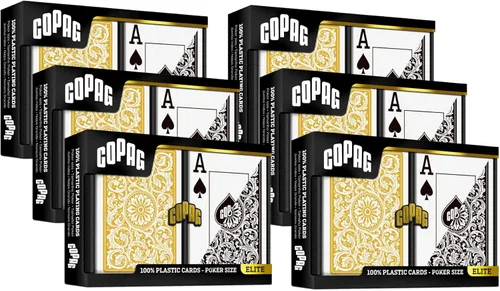 Miniatura 11 de Copag 1546 Design - Juego de cartas 100% de plástico, tamaño de póquer (estándar) negro/dorado (índice jumbo, 1 juego)