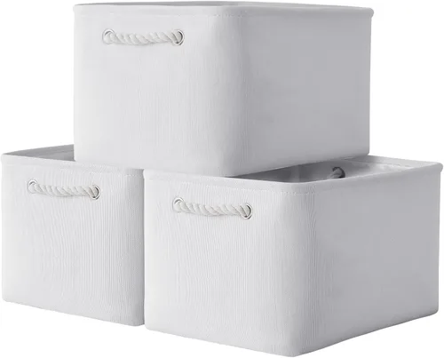 Miniatura 100 de TheWarmHome Contenedores de almacenamiento para estantes, tamaño mediano, 3 unidades, 13.8 pulgadas de largo x 9.8 pulgadas de ancho x 6.7 pulgadas