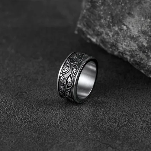 Miniatura 8 de FaithHeart Anillo de ojo de Dios para hombres y mujeres, acero inoxidable, chapado en oro de 18 quilates, anillos personalizados, Acero inoxidable