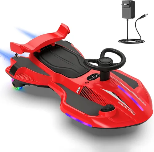 Miniatura 10 de Coche eléctrico de 12V con pedal para niños que se menea, juguete recargable 2 en 1 de coche oscilante, coche de derrape diabólico con respaldos