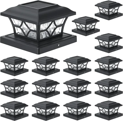 Miniatura 12 de APONUO Paquete de 8 Luces Solares para Postes con Batería de 1000mAh - para Cercas de 4x4 5x5 6x6, Tamaño Más Grande y Más Duraderas, 2 Modos, Negro