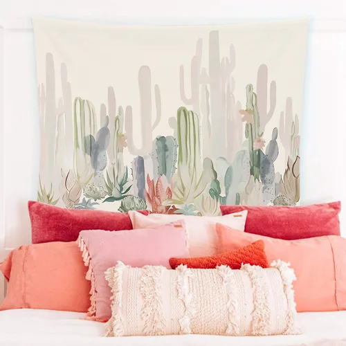 Miniatura 4 de Manicer Tapiz de cactus, coloridas plantas y hierbas, tapiz botánico para colgar en la pared, tapiz de paisajes naturales, mural para dormitorio