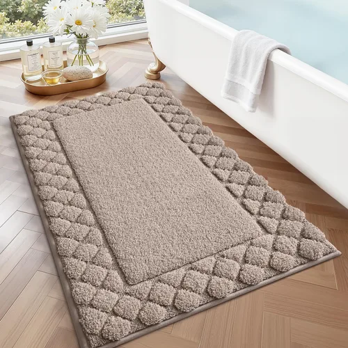 LUMI Tapetes de baño, ultra suaves y absorbentes, para ducha, antideslizantes, lavables, con respaldo de goma, tapete de felpa de microfibra de