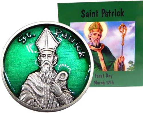 Westmon Works St Patrick Irish Pocket Token Metal Holy Baratija Bendición Juego de oración con tarjeta de historia hecha en Italia