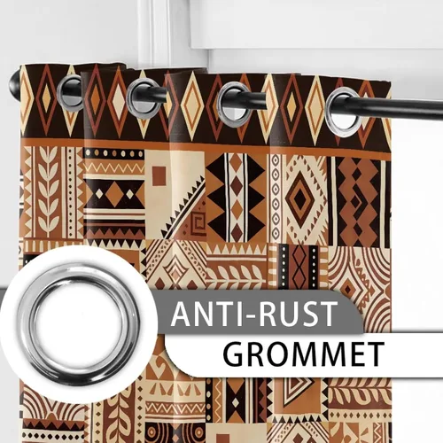 Miniatura 5 de Dreaweet African Tribal Blackout Curtains 63 Inch Long 2 Panels Set Bohemian Ethnic Geometric Grommet Top Thermal Insulated Curtains for Living Room