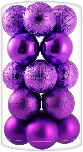 Miniatura 16 de 34 piezas Adornos de bola de Navidad azul bebé irrompibles de plástico para árbol de Navidad, decoraciones para fiesta de Navidad, oficina en casa