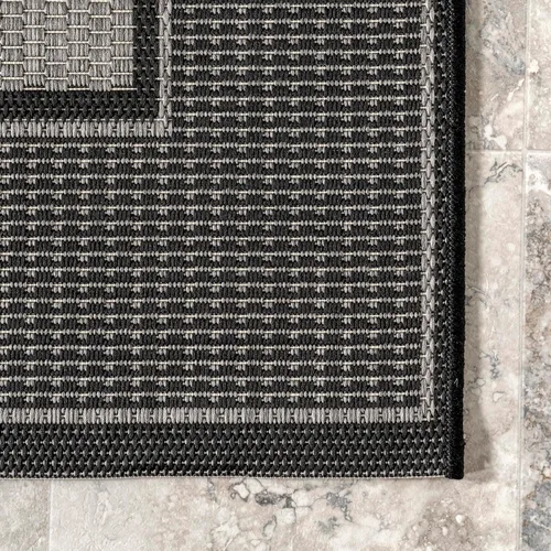 Miniatura 4 de Alfombra para exteriores con borde gris nuLOOM, Polipropileno, gris