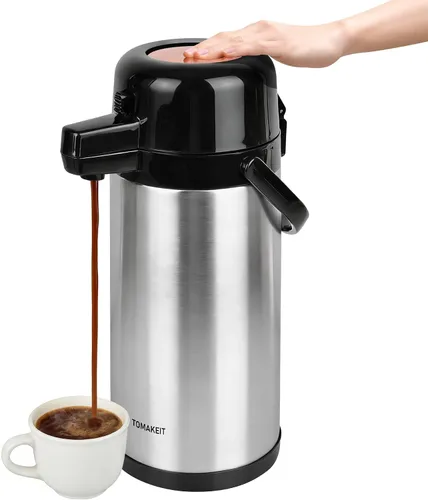 Airpot - Jarra de café para mantener el calor, dispensador de café térmico de 102 oz/3 litros con bomba, dispensador de bebidas calientes de acero