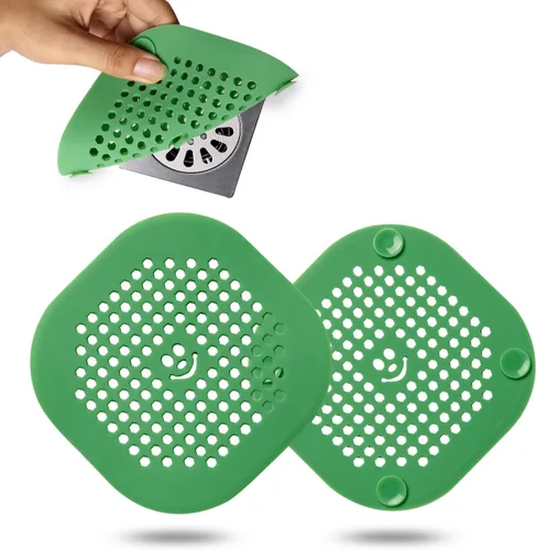 Miniatura 9 de Protector de silicona para cubrir drenaje de ducha, bañera, cocina, baño, recoge restos de cabello, paquete de 2, color negro
