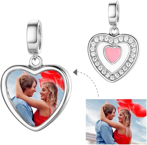 Miniatura 59 de Custom4U Photo Charms for Bracelets 925 Sterling Silver/Gold Plated Heart/Tree of Life/Round Charm Bead Personalized with Picture Custom
