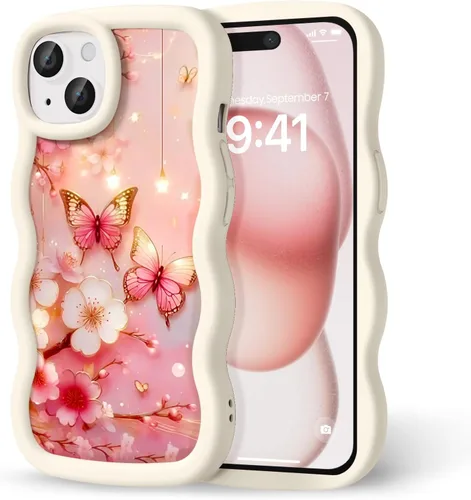 Miniatura 167 de Compatible con iPhone SE/8/7 Funda para Mujeres y Niñas, Marco Ondulado Rizado con Patrón Lindo, Estética Delgada Suave Silicona TPU Parachoques