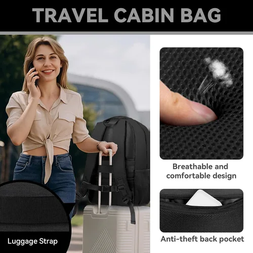 Miniatura 5 de Mochila grande de viaje para laptop de 17 pulgadas, mochila de laptop aprobada por aerolíneas, mochila antirrobo para negocios, delgada