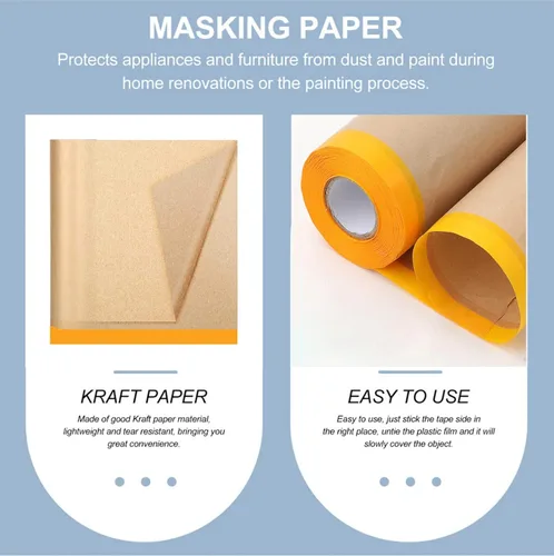 Miniatura 7 de Juego de papel de enmascarar y cinta adhesiva para pintura, papel de pintores y cinta de pintores de 22 pulgadas-50 pies, papel de pintura