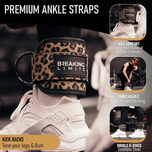 Miniatura 2 de BREAKING LIMITS Correas de tobillo para máquinas de cable para mujeres, juego de correas de tobillo para glúteos, accesorios de tobillo