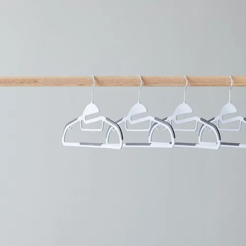Miniatura 6 de Amazon Basics Perchas de plástico con revestimiento de goma antideslizante que ahorran espacio con gancho giratorio de 360°, delgado, gris, paquete