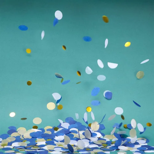 Miniatura 4 de TecUnite - Confeti redondo para decoración de bodas y fiestas de cumpleaños, 1.76 onzas Confeti de oro azul