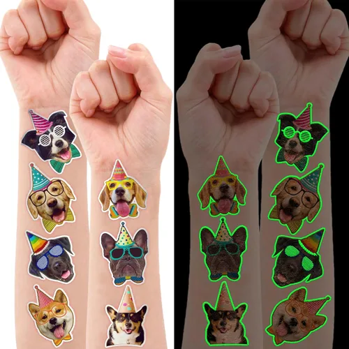 Miniatura 9 de 96 calcomanías de tatuajes temporales para fiestas de perros para niños, precortadas, impermeables y seguras para la piel, suministros de primer
