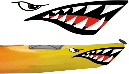 Miniatura 13 de 2 calcomanías de kayak con dientes de tiburón, impermeables, divertidos, accesorios gráficos para kayak, canoa, pesca, barco, automóvil, camión