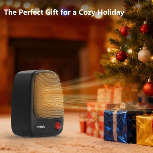 Miniatura 2 de shinic Calentador de espacio pequeño, calentador eléctrico portátil de cerámica PTC de 500 W con calentamiento rápido, protección contra Paquete