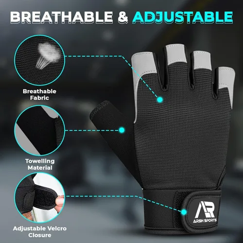 Miniatura 4 de Guantes de gimnasio transpirables para hombres y mujeres – Guantes de entrenamiento ligeros, antideslizantes con protección completa de la palma