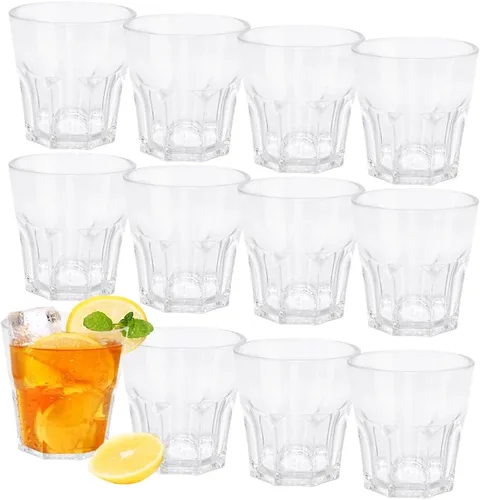 Miniatura 12 de Juego de 12 vasos de plástico irrompibles, vasos de plástico acrílico, reutilizables para niños, cocina, picnic, fiesta, jugo, whisky, vino