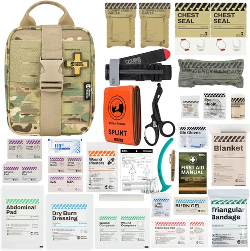 Miniatura 8 de RHINO RESCUE IFAK Kit de Trauma con Torniquete C-A-T, Bolsa Táctica de Primeros Auxilios Molle para Militar, Combate, Auto, Acampada, Senderismo