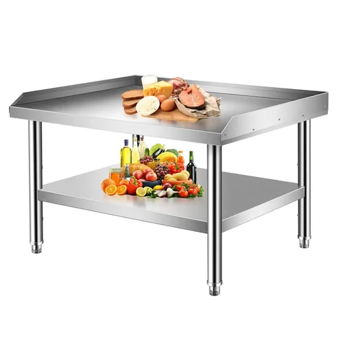 Miniatura 3 de Soporte de parrilla de acero inoxidable resistente con certificación NSF de calibre 18 con estante inferior para cocinas, cuartos de servicio
