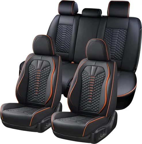 Miniatura 11 de Coverado Fundas de asiento delantero, 2 piezas de fundas de asiento universales para automóviles, de piel de napa transpirable, impermeable, Beige