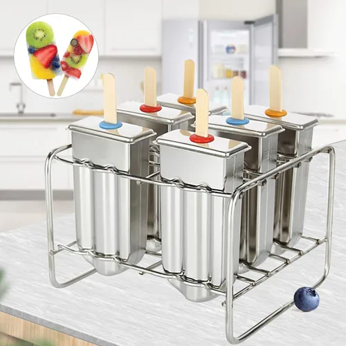 Miniatura 3 de 6 moldes de acero inoxidable duraderos para helados, moldes de metal para helados, molde de helado plateado para uso comercial en el hogar