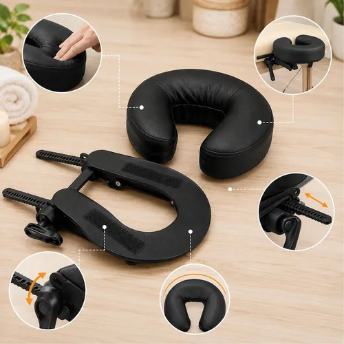 Miniatura 6 de Mesa de masaje universal, cuna y cojín para cara, silla de masaje ajustable, reposacabezas y almohada facial, soporte de almohada elástica de espuma