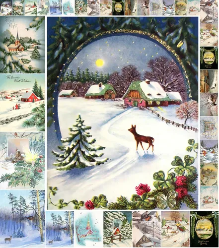 Miniatura 17 de Decoupage - Paquete de papel (35 hojas de 6 x 8 pulgadas), aldeas victorianas frías de invierno y cielos nocturnos increíbles, Navidad, FLONZ