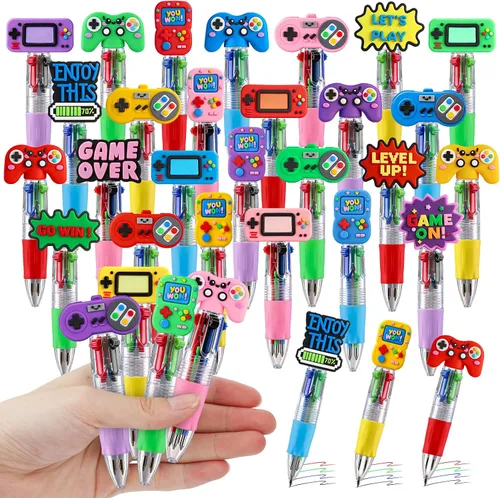 Miniatura 21 de CZWZ 8 piezas de bolígrafos de cuentas navideños, bolígrafos de plástico con cuentas y cuentas de silicona multicolor, bolígrafos navideños