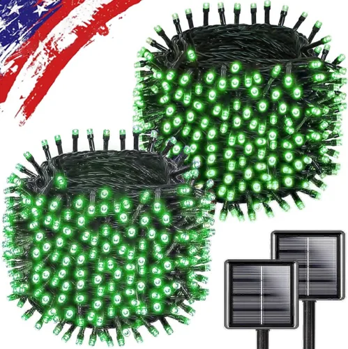 Miniatura 10 de Paquete de 200 luces solares de cadena de luces LED para exteriores, 66 pies, luces solares de Navidad para exteriores con 8 modos, IP65 impermeable