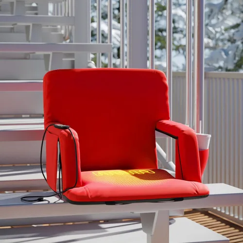 Miniatura 6 de Flash Furniture Malta - Asiento de estadio con calefacción y soporte de respaldo, 6 posiciones reclinables, silla portátil con correas para mochila