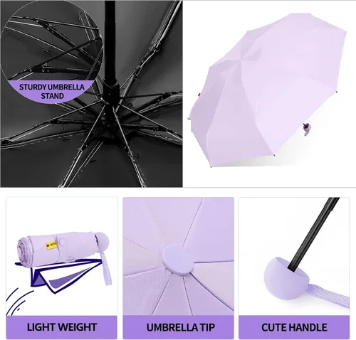 Miniatura 5 de Sehnschut - Sombrilla portátil de viaje con 8 costillas pequeña plegable plegable para sol y lluvia para mujer protección UV