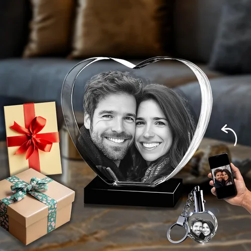 Miniatura 11 de Captur3D - Foto de corazón de cristal 3D, personalizado, con imagen grabada y mensaje, regalo para cumpleaños, boda, recuerdo, día de la madre, San