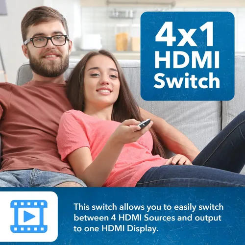Miniatura 4 de OREI 8K 4x1 HDMI 2.1 Switch 4K @ 120hz Switcher 4 en 1 Salida, compatible con HDR, HDR10, Dolby Vision, HLG 48Gbps para Xbox Series X PS5 Roku Fire