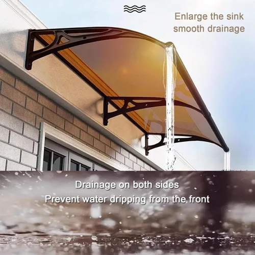 Miniatura 7 de Cubierta de refugio de lluvia para ventana al aire libre, toldo marrón para puerta delantera, toldo arqueado de patio, porche, cubierta moderna