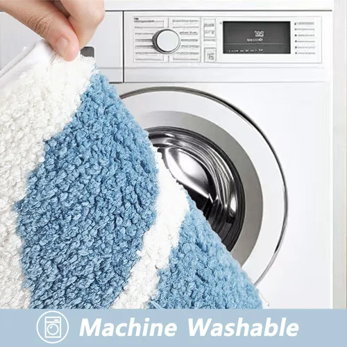 Miniatura 6 de Tapete de baño de 16 x 24 pulgadas, tapete de baño de microfibra antideslizante, lavable, grueso, suave, absorbente, con hojas para baño, fregadero