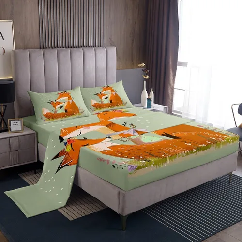 Miniatura 20 de Feelyou Juego de sábanas bajeras de animales salvajes de animales salvajes con dibujos animados, safari salvaje, juego de ropa de cama para niños