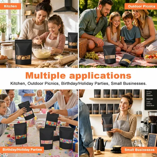 Miniatura 7 de FireKylin 100 bolsas resellables, bolsas de papel con ventana mate para pequeñas empresas, cremallera y bolsas sellables con calor para embalaje