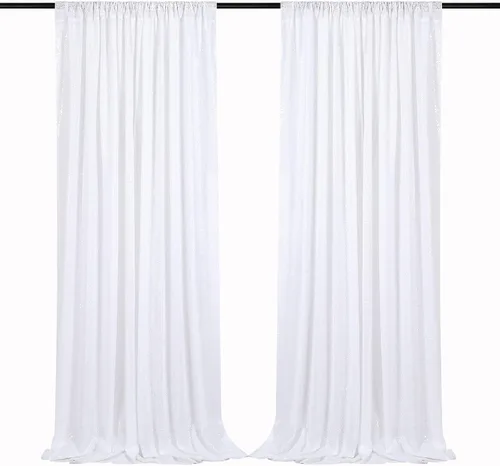 B-COOL Cortinas de lentejuelas blancas, 2 piezas de 2 x 8 pies, telón de fondo brillante para fotos, cortina de telón de fondo para cumpleaños,