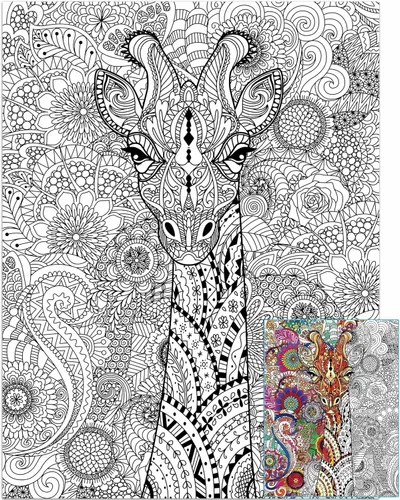 Miniatura 10 de Póster gigante de mandala para colorear para niños y adultos, hojas de perezoso para colorear de 39.37 x 51.96 pulgadas, póster de mandala