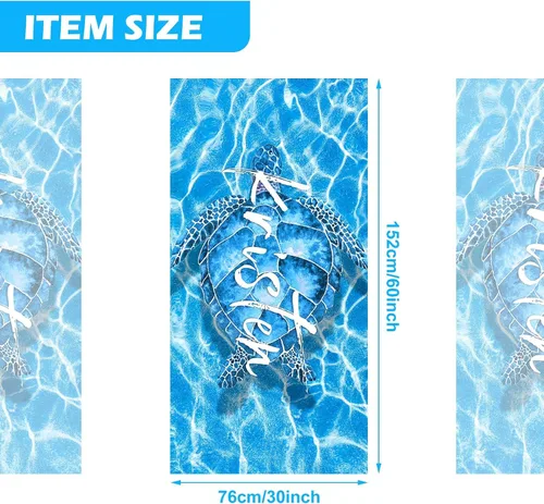 Miniatura 6 de NIBESSER Toallas de playa personalizadas con nombres para niños y adultos de microfibra, de secado rápido, personalizadas, para viajes, de playa